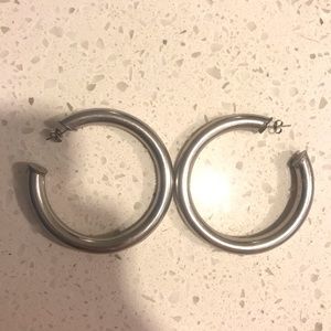 Free people thick silver hoop earrings
